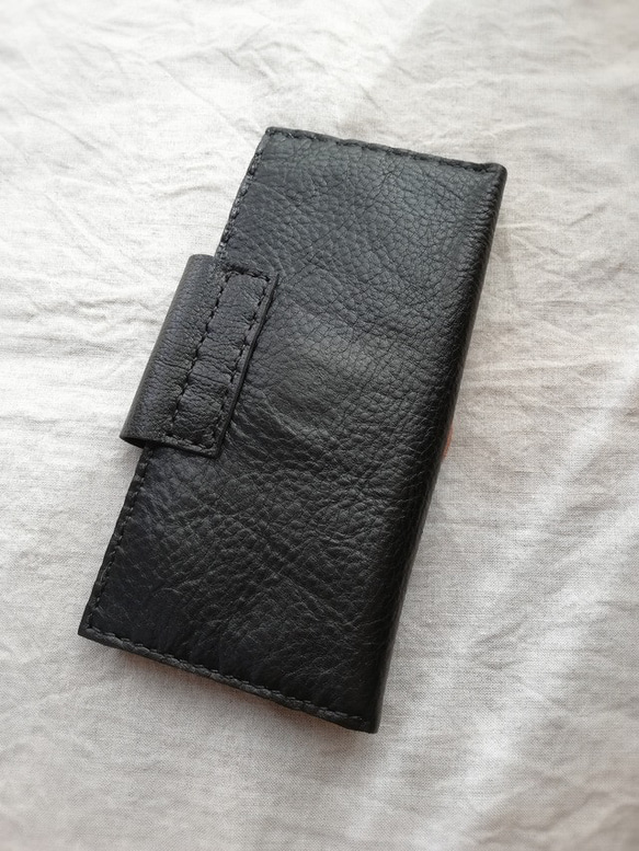 simple wallet　ブラック✗ナチュラル　オイルシュリンクレザー 4枚目の画像