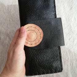 simple wallet　ブラック✗ナチュラル　オイルシュリンクレザー 12枚目の画像