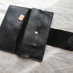 simple wallet　ブラック✗ナチュラル　オイルシュリンクレザー 6枚目の画像