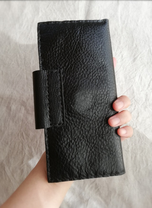 simple wallet　ブラック✗ナチュラル　オイルシュリンクレザー 13枚目の画像