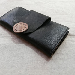 simple wallet　ブラック✗ブラウン　オイルシュリンクレザー 3枚目の画像