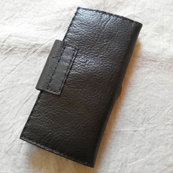 simple wallet　ブラック✗ブラウン　オイルシュリンクレザー 7枚目の画像