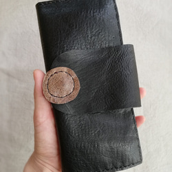 simple wallet　ブラック✗ブラウン　オイルシュリンクレザー 18枚目の画像