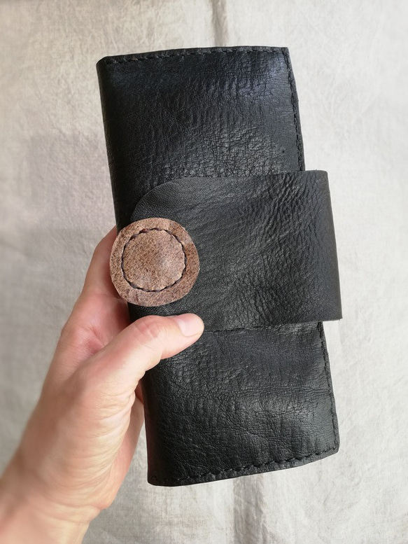 simple wallet　ブラック✗ブラウン　オイルシュリンクレザー 19枚目の画像