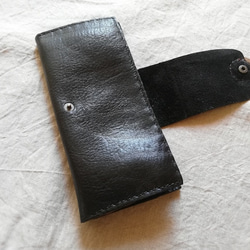 simple wallet　ブラック✗ブラウン　オイルシュリンクレザー 8枚目の画像