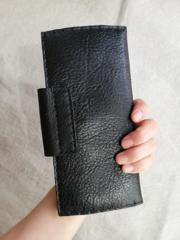 simple wallet　ブラック✗ブラウン　オイルシュリンクレザー 20枚目の画像