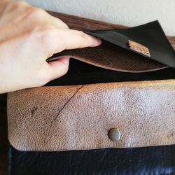 simple wallet　ブラック✗ブラウン　オイルシュリンクレザー 12枚目の画像
