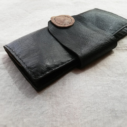 simple wallet　ブラック✗ブラウン　オイルシュリンクレザー 4枚目の画像