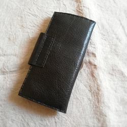 simple wallet　ブラック✗ブラウン　オイルシュリンクレザー 6枚目の画像