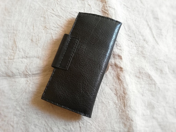 simple wallet　ブラック✗ブラウン　オイルシュリンクレザー 6枚目の画像