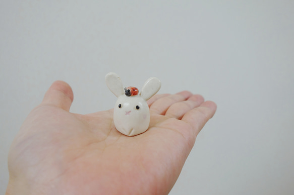 うさぎとてんとう虫 陶器 置物 その他置物 つちもの製作所 通販