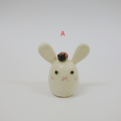うさぎとてんとう虫 陶器 置物 その他置物 つちもの製作所 通販