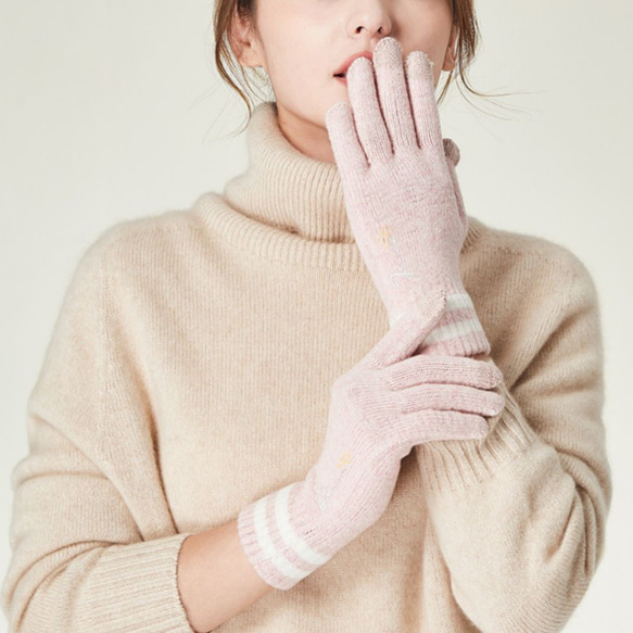 女性手袋 グローブ 刺繍 秋冬 防寒 暖かい ギフト プレゼント 2枚目の画像
