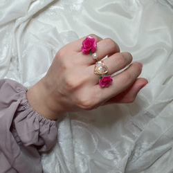 Elegant Rose Ring Set With Heart And Pearl 第5張的照片