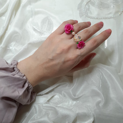 Elegant Rose Ring Set With Heart And Pearl 第3張的照片