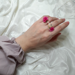 Elegant Rose Ring Set With Heart And Pearl 第1張的照片