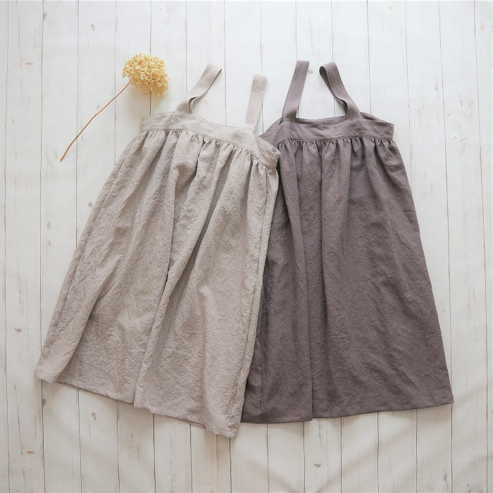 【3日以内に発送】花摘みワンピース  Belgium linen 100%*kinari / cocoa latte