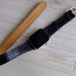 高級革使用　腕時計　ベルト　時計　アップルウォッチバンド　フランス産　アリゲーターワニ革　メンズ 4枚目の画像