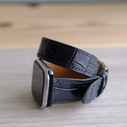 高級革使用　腕時計　ベルト　時計　アップルウォッチバンド　フランス産　アリゲーターワニ革　メンズ 5枚目の画像