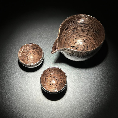 お猪口 酒器セット】 鱗硝 (rinsyou) お猪口2点・片口1点 吹き