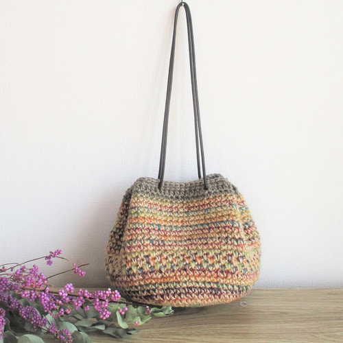 ハンドメイド｜ニット手編みバッグ｜毛糸バッグ｜トートバッグ