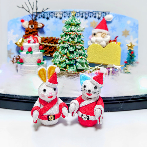 【 うさサンタのクリスマス吊るし飾り 】縮緬細工 柊 雪だるま ツリー 輪飾り うさサンタのクリスマス吊るし飾り 】縮緬細工 柊 雪だるま ツリー 輪飾り