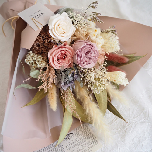 ニュアンスカラーのプリザーブドフラワー 花束 bouquet ニュアンスカラーのプリザーブドフラワー 花束 bouquet