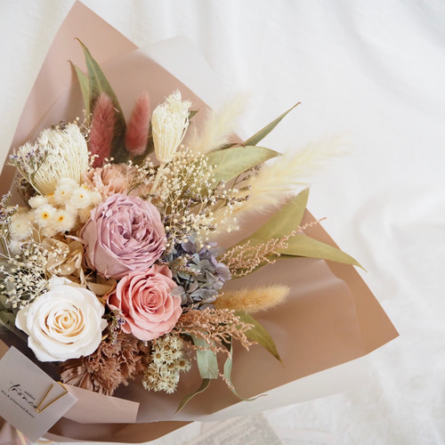 ニュアンスカラーのプリザーブドフラワー 花束 bouquet プリザーブド