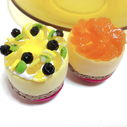 美味しそうなホールケーキセット③(レモンレアチーズ、オレンジレアチーズ)   フェイクスイーツ  スイーツデコ 1枚目の画像