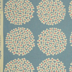 サークルフラワー・ブルーグレー×白花・ う早この布 コットンこばやし・綿 100％・50ｃｍ単位 2枚目の画像