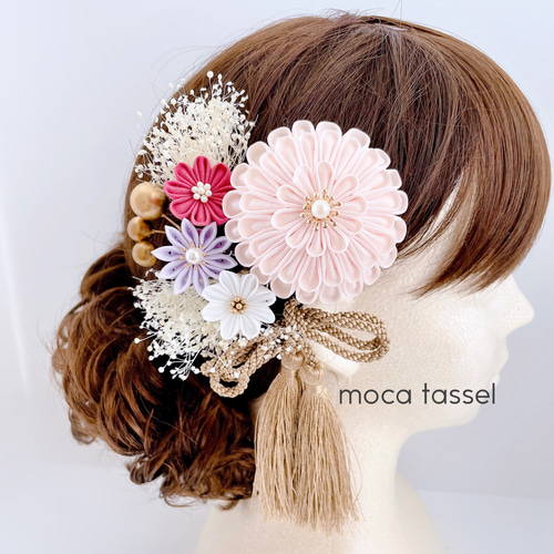 モーヴピンク♡金箔付♡髪飾り ヘッドドレス 前撮り 成人式 卒業式 七五三 モーブピンク♡金箔付♡髪飾り ヘッドドレス 前撮り 成人式 卒業式