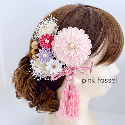 つまみ細工髪飾り成人式結婚式 洋風つまみ細工髪飾り 結婚式 成人式 卒業式 ウエディング髪飾り