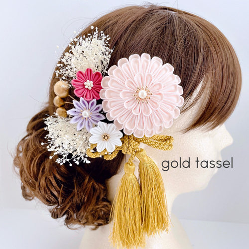 つまみ細工 髪飾り成人式 卒業式 結婚式 七五三 受注制作》つまみ細工 髪飾り 結婚式 成人式 卒業式 七五三 生成り