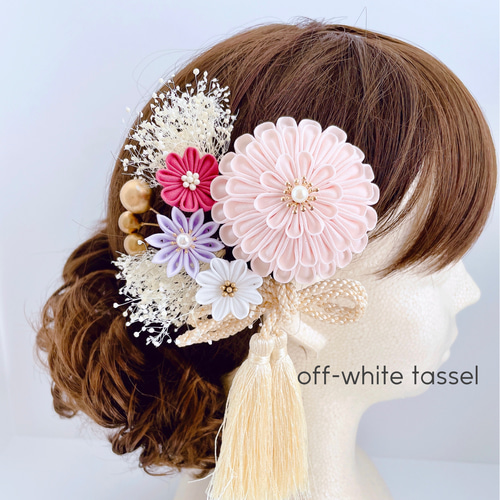 つまみ細工髪飾り【菊ピンク】成人式 七五三 和装 着物 浴衣 結婚式