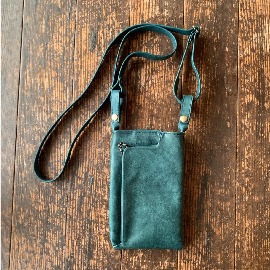 がまぐち財布付きスマホショルダー　ベルトポーチイタリア製牛革　プエブロ『ペトローリオ』