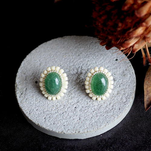 再販 特集掲載】人気No.1 天然石グリーンアベンチュリンのビーズ刺繍