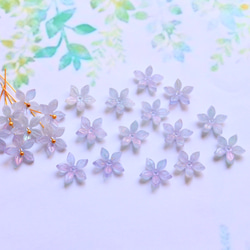新作★ジャスミン　キキョウ　お花のアセテートパーツ　パープルレインボーカラー 13枚目の画像