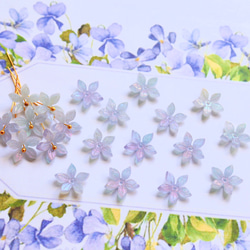 新作★ジャスミン　キキョウ　お花のアセテートパーツ　パープルレインボーカラー 8枚目の画像