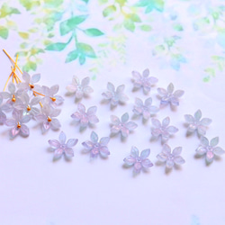 新作★ジャスミン　キキョウ　お花のアセテートパーツ　パープルレインボーカラー 14枚目の画像