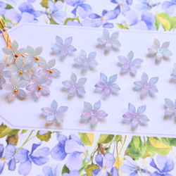 新作★ジャスミン　キキョウ　お花のアセテートパーツ　パープルレインボーカラー 11枚目の画像