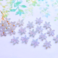 新作★ジャスミン　キキョウ　お花のアセテートパーツ　パープルレインボーカラー 17枚目の画像