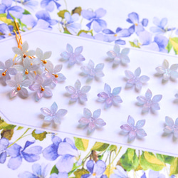新作★ジャスミン　キキョウ　お花のアセテートパーツ　パープルレインボーカラー 12枚目の画像