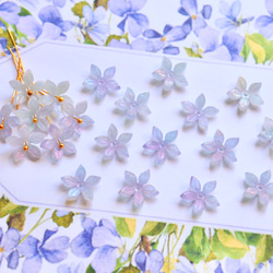 新作★ジャスミン　キキョウ　お花のアセテートパーツ　パープルレインボーカラー 10枚目の画像