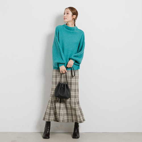 袖ケーブル編み ボトルネックふんわりシャギーニット 22616 ニット