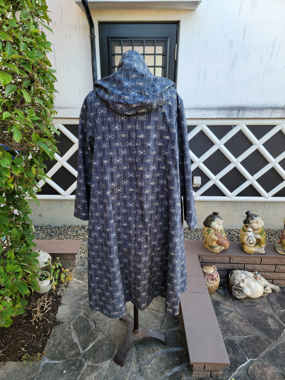 着物リメイク　古布　手作り　琉球紬　コート 7枚目の画像