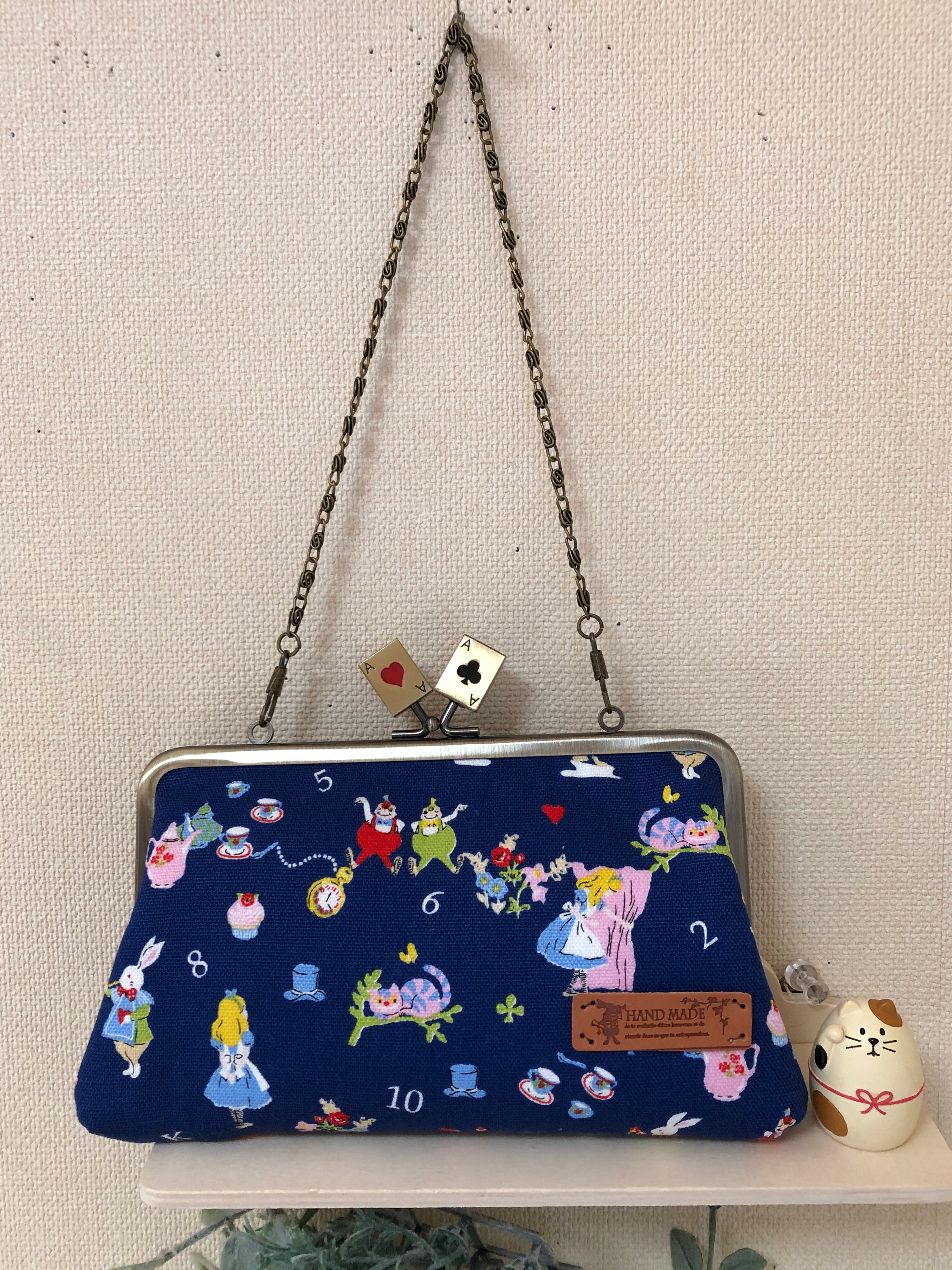 がま口 お散歩 スマホショルダー ハンドメイド スマホポーチ