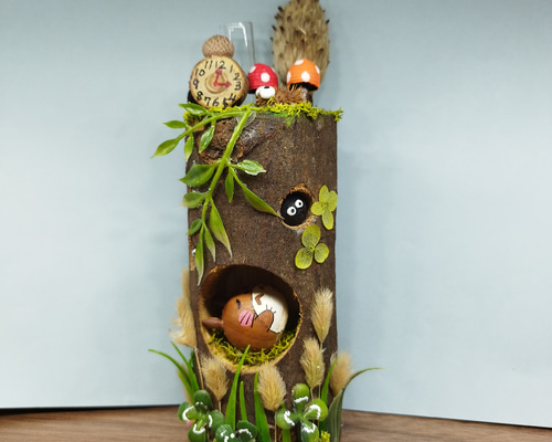 どんぐりアート（お昼寝中） 一輪挿し・花瓶・花器 何でも屋さっち2ゃ