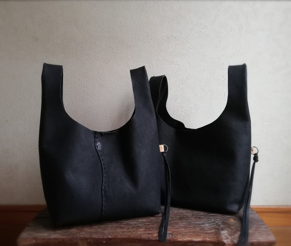 my Bag -mini-　黒色✗生成り　ピッグスキンレザー 14枚目の画像