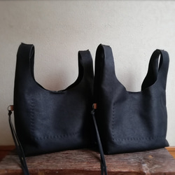 my Bag -mini-　黒色✗生成り　ピッグスキンレザー 15枚目の画像