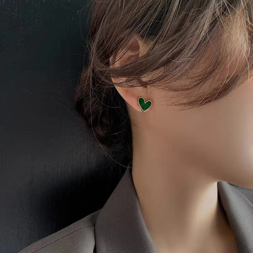 ブルーグリーン カラーハートオパール ロングピアス 母岩つき 18K ゴールド ブルーオパール ピアス シルバー925 刻印付き